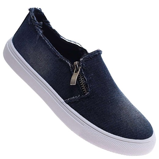Granatowe trampki z suwakiem dla dziewczynki /A5-2 17279 T7-38/ ze sklepu Pantofelek24.pl w kategorii Trampki dziecięce - zdjęcie 179055798