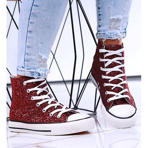 Wysokie bordowe trampki damskie /C1-2 16745 G9-84/ ze sklepu Pantofelek24.pl w kategorii Trampki damskie - zdjęcie 179055939