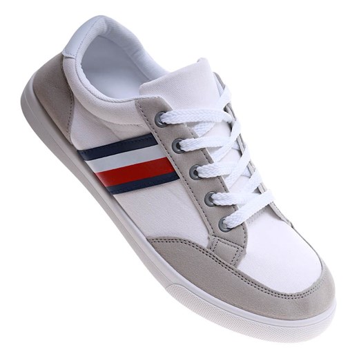 Białe sznurowane trampki męskie /D1-3 16688 T236/ ze sklepu Pantofelek24.pl w kategorii Trampki męskie - zdjęcie 179056219