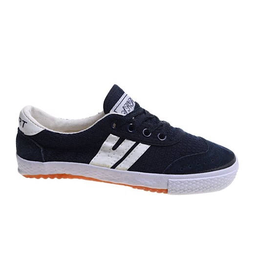 Sznurowane granatowe trampki halówki /B2-1 17187 T1055/ ze sklepu Pantofelek24.pl w kategorii Trampki dziecięce - zdjęcie 179056457