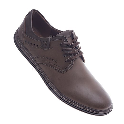 Sznurowane półbuty męskie Brązowe /G3-2 13137 S389/ Pantofelek24 40 promocyjna cena Pantofelek24.pl