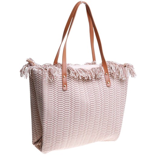 Duża beżowa parciana torba torebka Shopper Bag /H2-K33 TB548 M433/ ze sklepu Pantofelek24.pl w kategorii Torby Shopper bag - zdjęcie 179057196