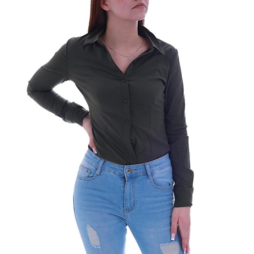 Bawełniana zielona koszula body /H2 UB858 G7-75/ ze sklepu Pantofelek24.pl w kategorii Koszule damskie - zdjęcie 179057566