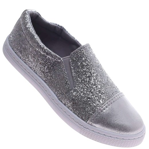 Srebrne wsuwane trampki dziewczęce /B2-2 17283 T121/ ze sklepu Pantofelek24.pl w kategorii Trampki dziecięce - zdjęcie 179058206