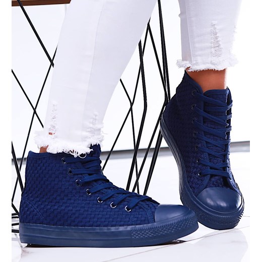 Wysokie granatowe trampki damskie /D1-3 16749 G9-84/ ze sklepu Pantofelek24.pl w kategorii Trampki damskie - zdjęcie 179058296