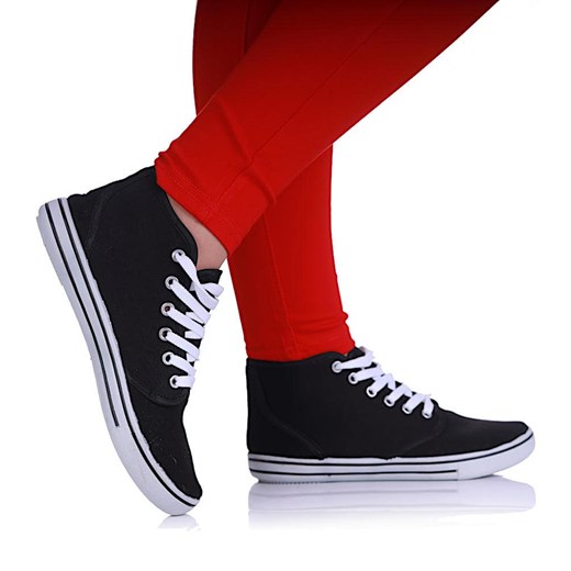 Wysokie trampki damskie Czarne /A5-3 13874 S097/ ze sklepu Pantofelek24.pl w kategorii Trampki damskie - zdjęcie 179058439
