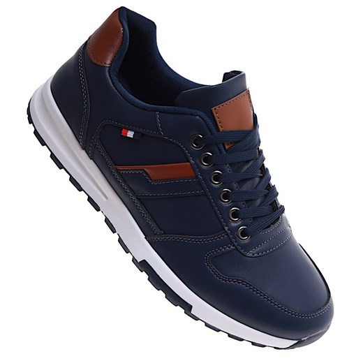 Sznurowane granatowe męskie buty sportowe /B3-2 16694 T482/ ze sklepu Pantofelek24.pl w kategorii Buty sportowe męskie - zdjęcie 179059179