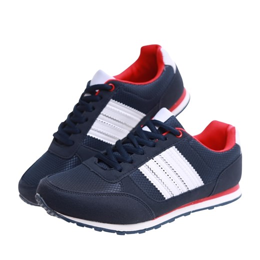 Sznurowane granatowe męskie buty sportowe /B3-1 16584 T534/ ze sklepu Pantofelek24.pl w kategorii Trampki męskie - zdjęcie 179059479