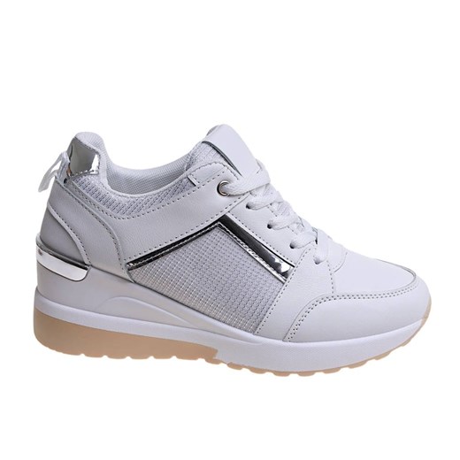 Białe trampki sneakersy na koturnie /E3-2 11565 W498 ze sklepu Pantofelek24.pl w kategorii Buty sportowe damskie - zdjęcie 179059706