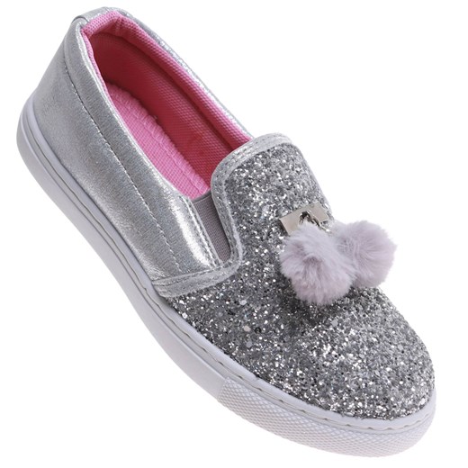 Wsuwane srebrne trampki dla dziewczynki /B3-2 17303 T13-5/ ze sklepu Pantofelek24.pl w kategorii Trampki dziecięce - zdjęcie 179059838