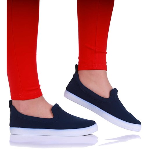 Wsuwane granatowe damskie trampki slip on /G3-2 8086 S196/ ze sklepu Pantofelek24.pl w kategorii Trampki damskie - zdjęcie 179060288