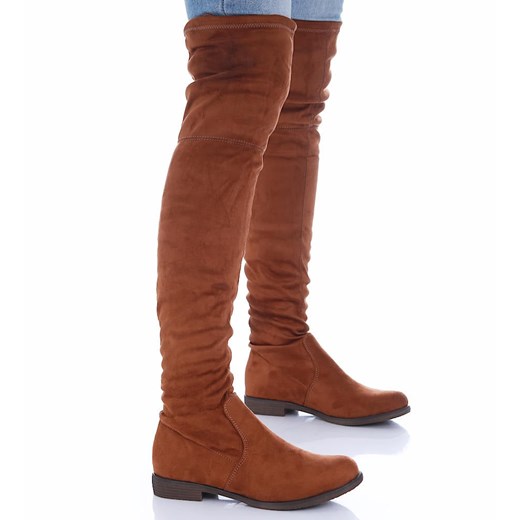 Brązowe kozaki muszkieterki damskie /F9-2 17036 G483/ ze sklepu Pantofelek24.pl w kategorii Kozaki damskie - zdjęcie 179060708