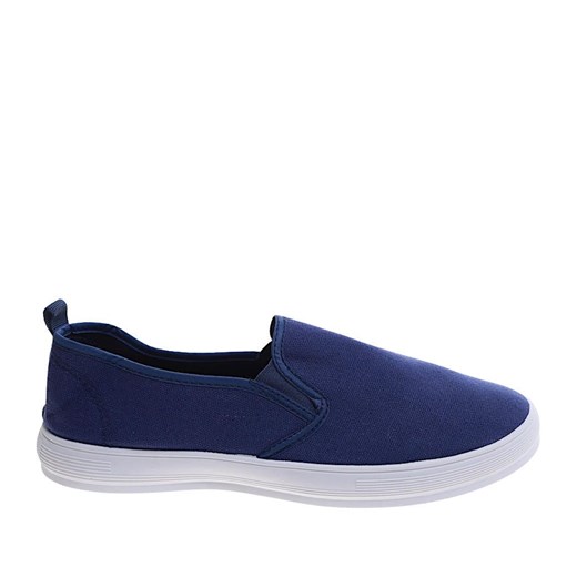 Granatowe męskie trampki slip on z tkaniny /B2-1 16699 T280/ Pantofelek24 44 Pantofelek24.pl