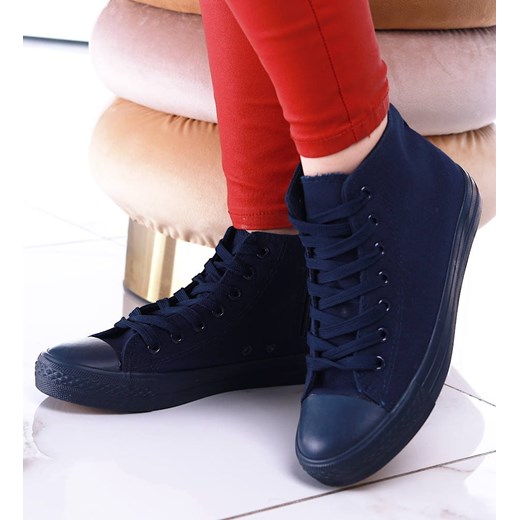 Wysokie granatowe trampki damskie /G11-3 13394 T121/ ze sklepu Pantofelek24.pl w kategorii Trampki damskie - zdjęcie 179061299