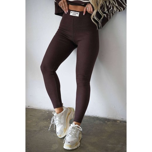 Elastyczne brązowe legginsy Bgcouture /H UB662 T835/ ze sklepu Pantofelek24.pl w kategorii Spodnie damskie - zdjęcie 179062156