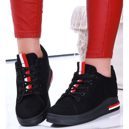 Czarne sneakersy damskie /F2-3 14821 T338/ ze sklepu Pantofelek24.pl w kategorii Trampki damskie - zdjęcie 179063215