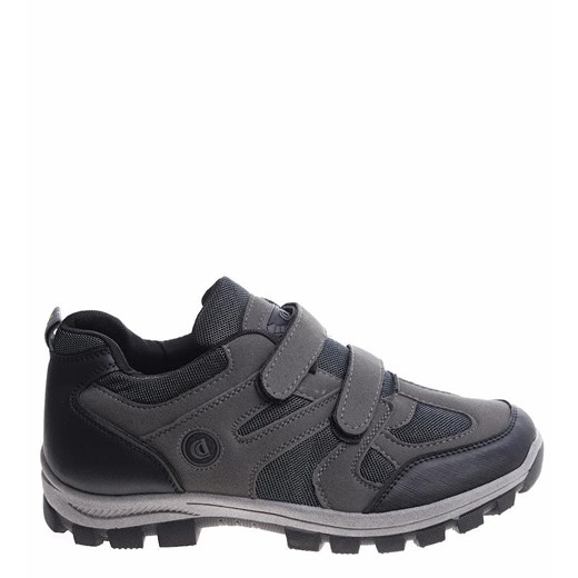 Męskie buty trekkingowe na rzepy szare /A10-1 15437 S398/ ze sklepu Pantofelek24.pl w kategorii Buty trekkingowe męskie - zdjęcie 179063927