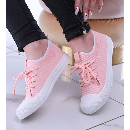 Różowe trampki damskie slip on /G4-3 13458 S2/ ze sklepu Pantofelek24.pl w kategorii Trampki damskie - zdjęcie 179064027
