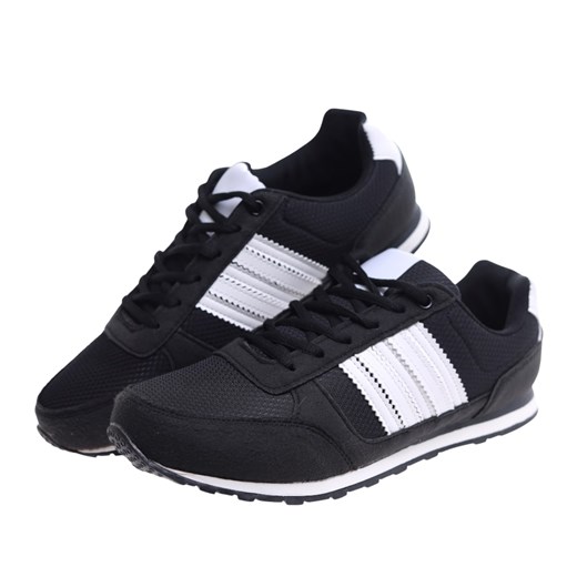 Sznurowane czarne męskie buty sportowe /B2-3 16586 T534/ ze sklepu Pantofelek24.pl w kategorii Trampki męskie - zdjęcie 179065797