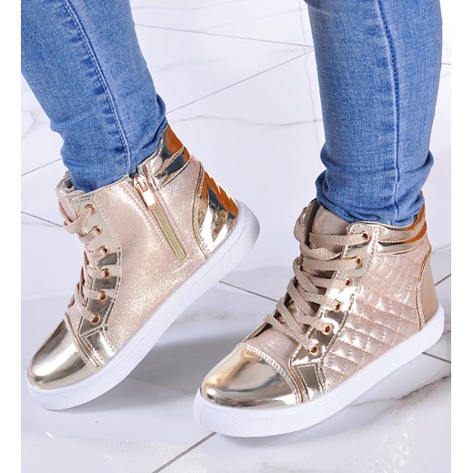 Wiosenne trampki sneakersy dla dziewczynki złote /B6-3 7418 S184/ ze sklepu Pantofelek24.pl w kategorii Trampki dziecięce - zdjęcie 179065918