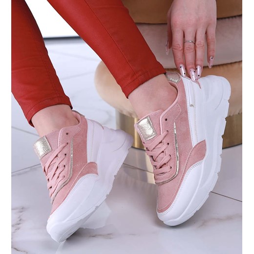 Sznurowane damskie buty sportowe Nude /F9-2 13409 S3299/ ze sklepu Pantofelek24.pl w kategorii Buty sportowe damskie - zdjęcie 179066387