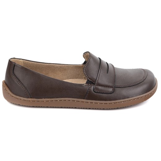 Olivier Barefoot Damskie minimalistyczne mokasyny skórzane 1280 ciemny brąz brązowe ze sklepu ButyModne.pl w kategorii Mokasyny damskie - zdjęcie 179067386