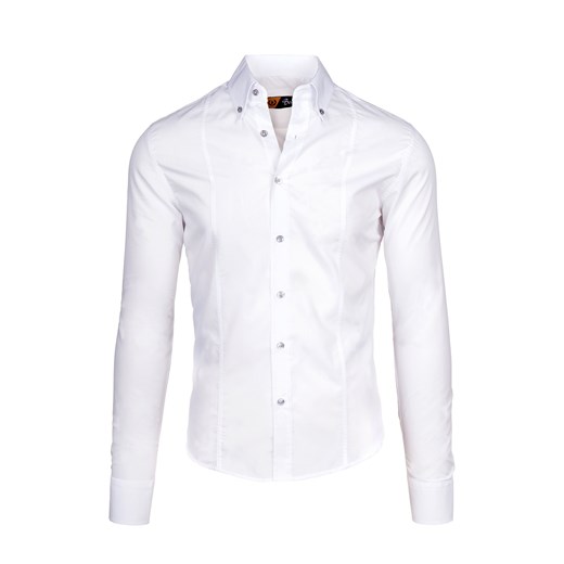 Koszula męska BOLF 4705-1 biała - BIAŁY denley-pl bialy Koszule z długim rękawem męskie