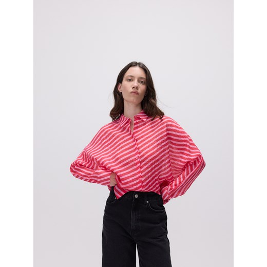 Reserved - Wzorzysta koszula z wiskozą - fuksja Reserved S Reserved