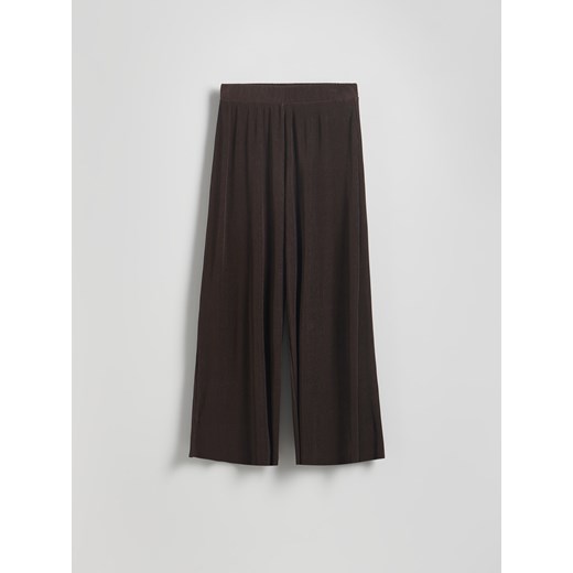 Reserved - Szerokie spodnie w prążek - ciemnobrązowy Reserved L Reserved