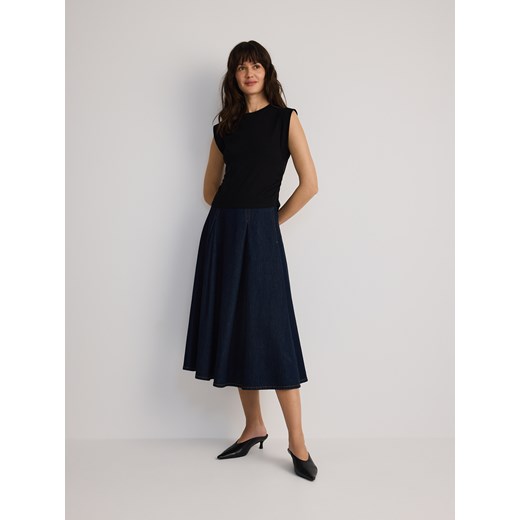 Reserved - T-shirt z ozdobnym marszczeniem - czarny Reserved XL Reserved