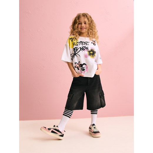 Reserved - Szorty jeansowe z kieszeniami cargo - czarny ze sklepu Reserved w kategorii Spodenki dziewczęce - zdjęcie 179071426