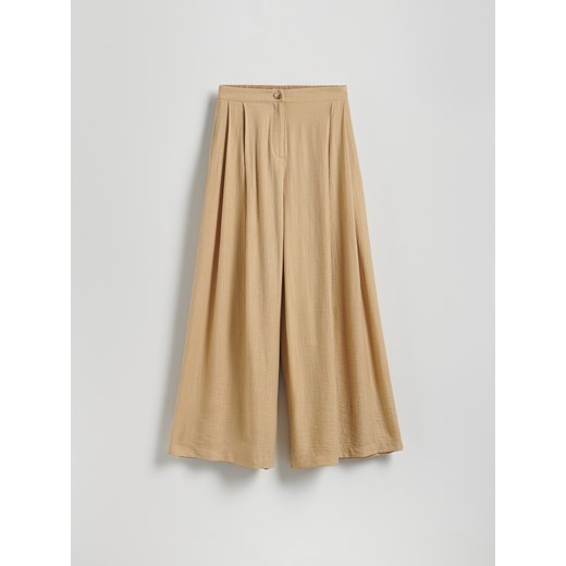Reserved - Luźne spodnie z wiskozy - warm olive Reserved M Reserved