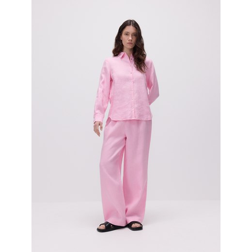 Reserved - Lniana koszula - różowy Reserved L Reserved