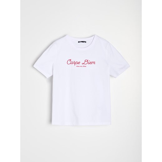 Bluzka damska Sinsay biała z okrągłym dekoltem 