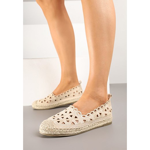 Beżowe Ażurowe Espadryle Ozdobione Plecionką Nelmio ze sklepu renee.pl w kategorii Espadryle damskie - zdjęcie 179073246