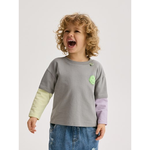 Reserved - Bawełniany longsleeve - ciemnoszary Reserved 5-2 lata) Reserved