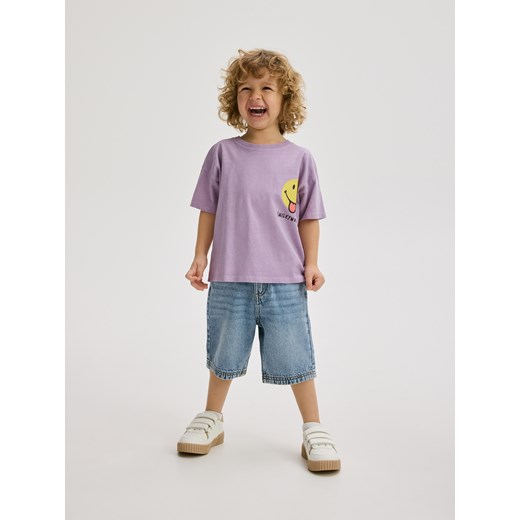 Reserved - Bawełniany t-shirt Smiley - fioletowy Reserved 5-2 lata) Reserved