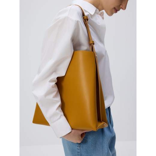 Reserved - Torebka shopper z paskiem - bursztynowy Reserved ONE SIZE Reserved