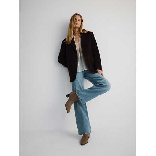 Reserved - Zamszowe botki na obcasie - beżowy Reserved 37 okazyjna cena Reserved