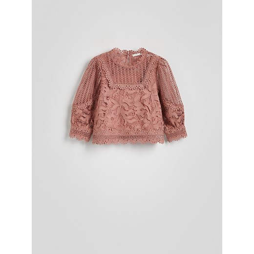 Reserved - Ażurowa bluzka - brudny róż Reserved S Reserved