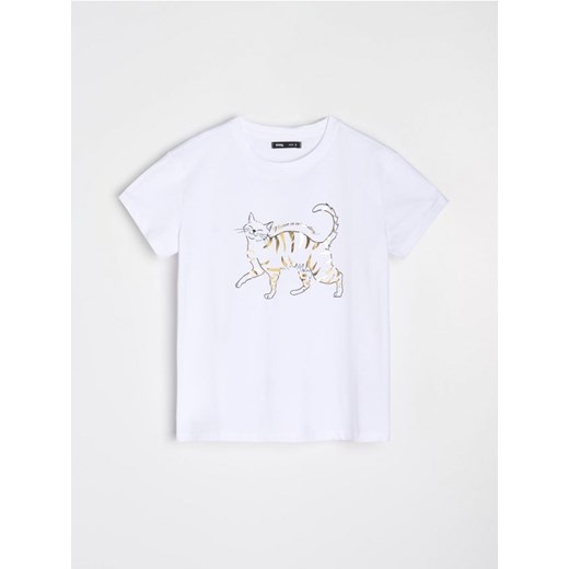 Sinsay - Koszulka z nadrukiem - biały Sinsay L Sinsay