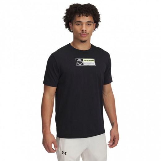 Męski t-shirt z nadrukiem Under Armour UA M 60/40s Hoops SS - czarny ze sklepu Sportstylestory.com w kategorii T-shirty męskie - zdjęcie 179080205
