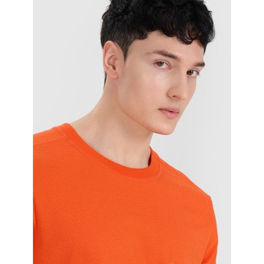 Męski longsleeve basic 4F 4FRSS25TLONM518 - pomarańczowy M Sportstylestory.com