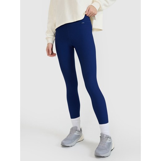 Damskie legginsy dzianinowe 4F 4FWSS25TTIGF204 - granatowe ze sklepu Sportstylestory.com w kategorii Spodnie damskie - zdjęcie 179080315
