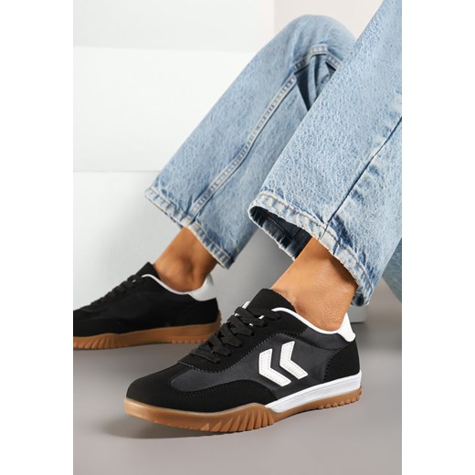 Czarno-Białe Sneakersy Typu Kultowe Tenisówki Zdobione Przeszyciami Mepenna ze sklepu renee.pl w kategorii Buty sportowe damskie - zdjęcie 179080989