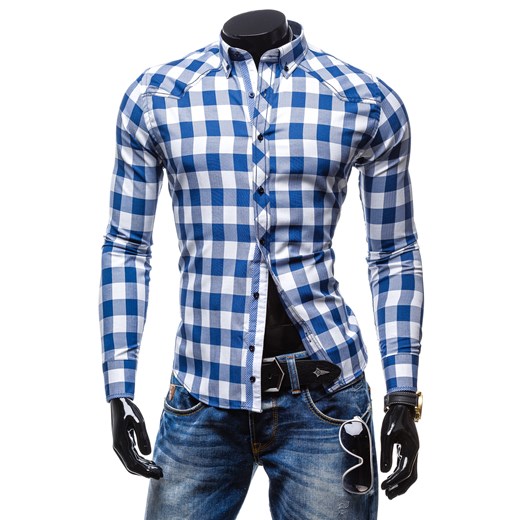 Koszula męska BY MIRZAD 0750 niebieska denley-pl niebieski Koszule z długim rękawem męskie