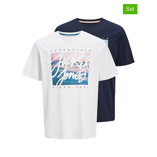 Jack &amp; Jones Koszulki (2 szt.) w kolorze białym i granatowym ze sklepu Limango Polska w kategorii T-shirty męskie - zdjęcie 179084279