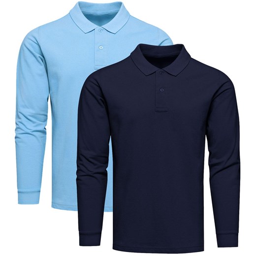 2-pak polo longsleeve premium niebieska i granatowa Recea ze sklepu Recea.pl w kategorii T-shirty męskie - zdjęcie 179088026