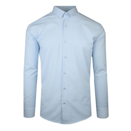 Męska, Taliowana (Slim Fit) Koszula Wizytowa - Rigon - Błękitna KSDWRGN4054blekitSL ze sklepu JegoSzafa.pl w kategorii Koszule męskie - zdjęcie 179088077