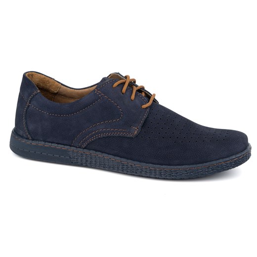Buty męskie skórzane Casual 933/L/2 granatowe ze sklepu butyolivier w kategorii Półbuty męskie - zdjęcie 179088998